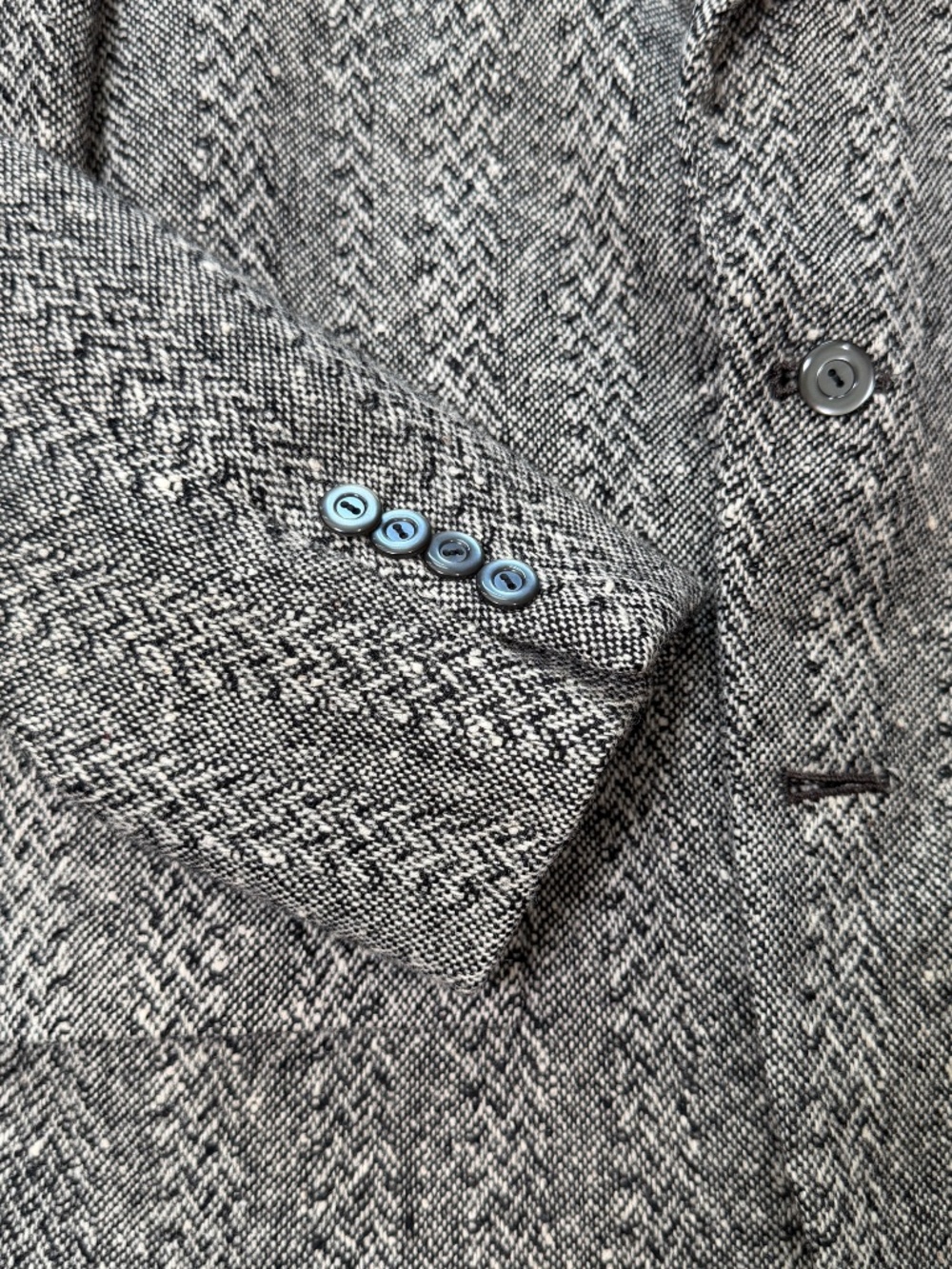 Vintage Wool Tweed Herringbone Sport Coat Blazer Grey - Picture 4 of 16